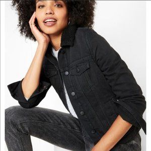 Old Navy Black Sherpa Lined Jean Jacket